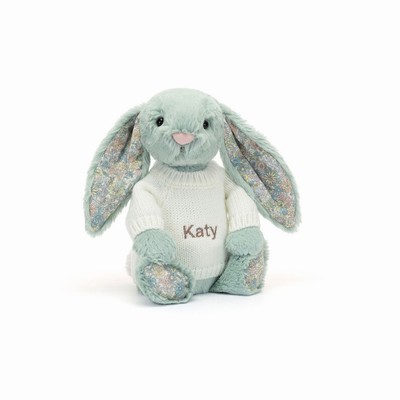 Jellycat Blossom Sage Bunny with Cream Jumper USA | 57698YAWX